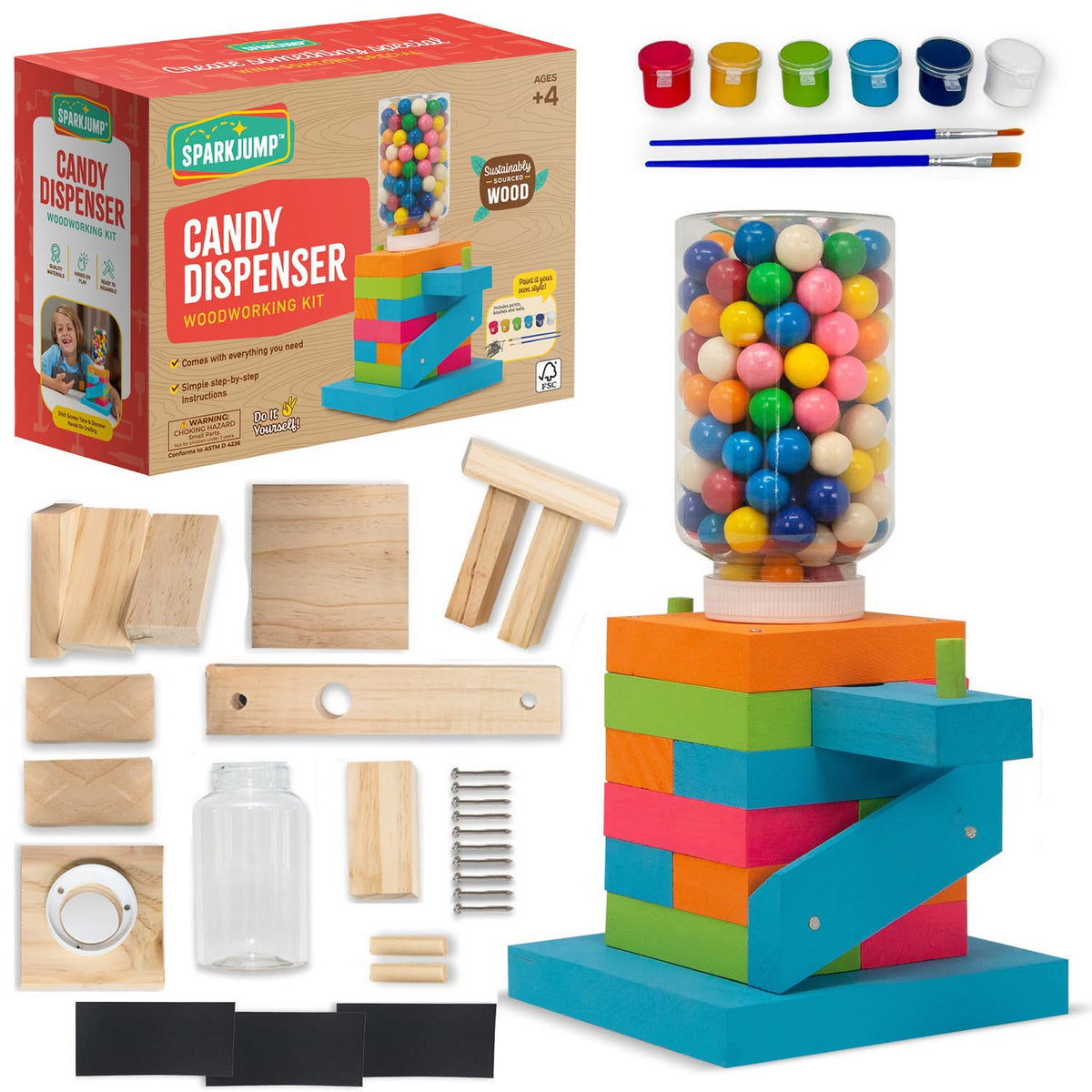 SparkJump Candy Dispenser Maker Kit, woodworking kit for kids Australia.